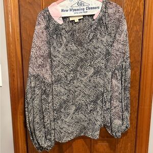 lovestitch Black and White Printed Long Sleeve Blouse